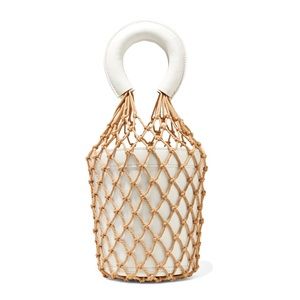 STAUD Moreau macramé and leather bucket bag